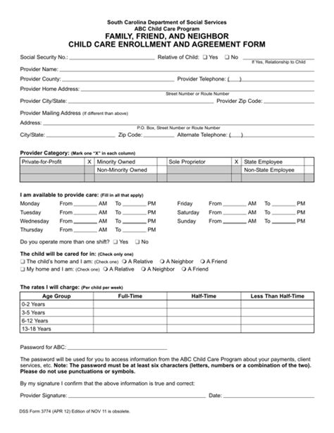 Child Care Enrollment Form Templates Pdf Download Fill And Print For