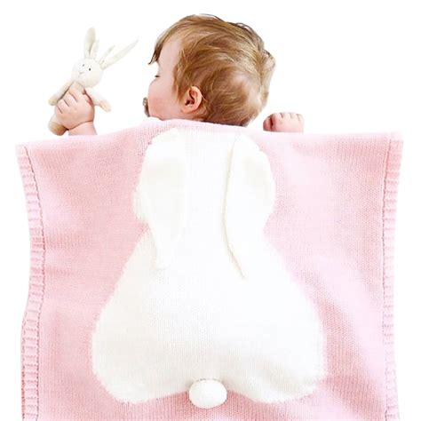 5 Colors Baby Blankets Rabbit Crochet Newborn Blanket Kids Personalized