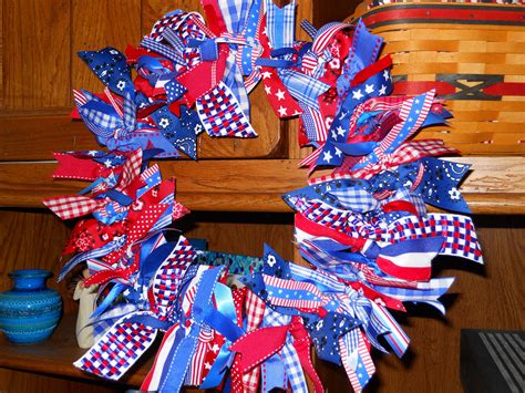 4th Of July Ribbon Wreath Wreaths Pinterest