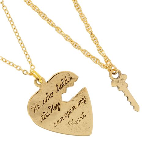 Pendant Key To My Heart Sweetheart Necklace Small Couples Set Gold Tone