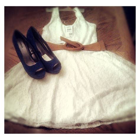 Just Got This Cute Lace Dress Belt And Bright Blue Wedges Cute