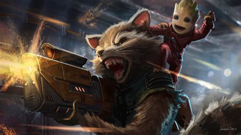 Baby Groot And Rocket Raccoon Artwork Hd Movies K Wallpapers Images Hot Sex Picture