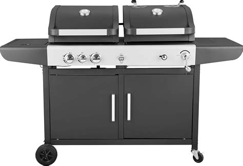 Large Dual Fuel Charcoal And Gas Bbq Barbecue Grill Uk