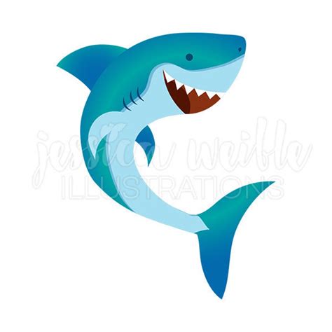 Happy Shark Cute Digital Clipart Cute Shark Clip Art Shark