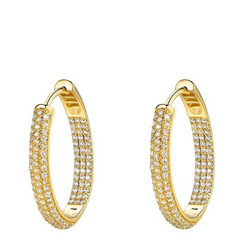 K Gold Plated Multi Row Cz Hoop Earrings Brandalley