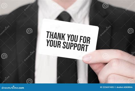 Businessman Holding A Card With Text Thank You For Your Support Stock