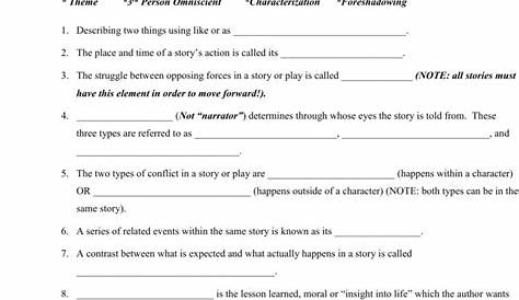 free printable literary devices worksheets