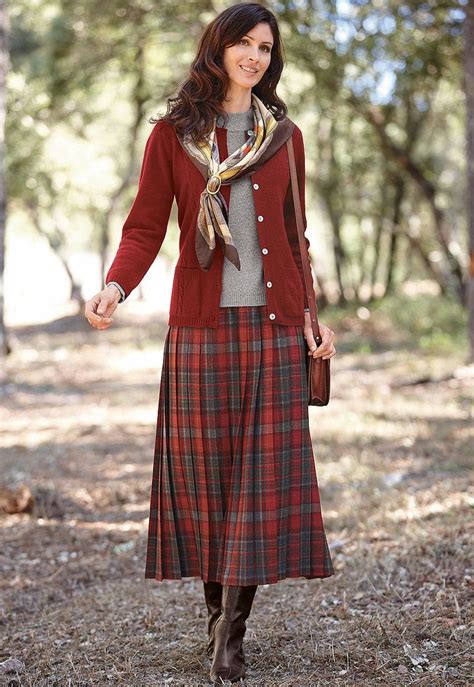 Longer Skirt With Sweater And Scarf A Classic Modest Clothing