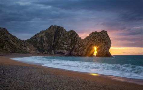 Download Cloud Horizon Ocean Sunrise Beach Nature Arch Durdle Door Hd