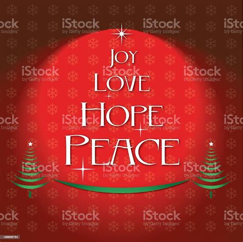 Joy Love Hope Peace Christmas Red Background Stock Illustration