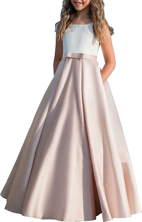 Hengyud Long Junior Bridesmaid Dress 7 16 Blush Prom Dresses For Girls