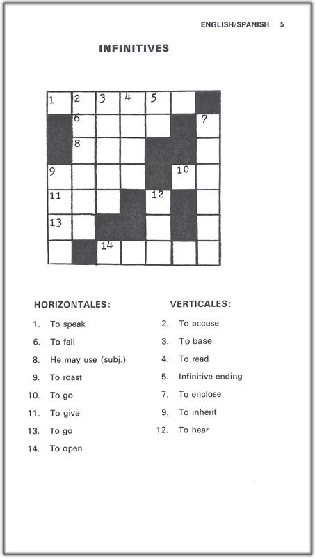 Printable Spanish Crossword Puzzles For Beginners
