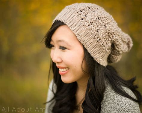Free Crochet Pattern Hat With Brim For Summer Cabled Slouchy Beanie All