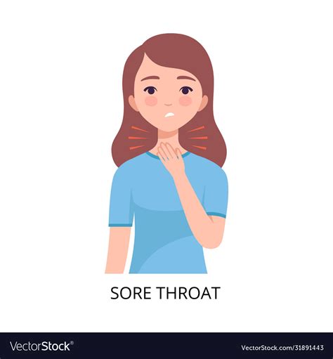 Sore Throat Girl Suffering From Symptom Viral Vector Image