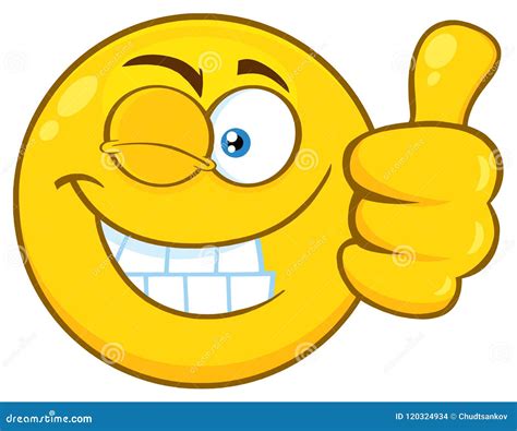 Smiling Yellow Cartoon Emoji Face Character With Wink Expression Giving