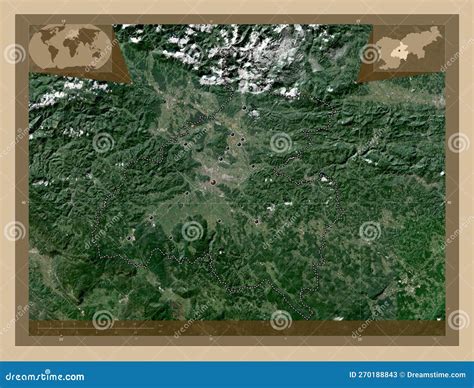 Osrednjeslovenska Slovenia Low Res Satellite Major Cities Stock