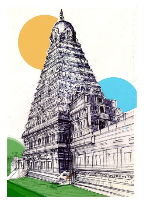 Thanjavur Big Temple Art Print Hindu Art Architecture Etsy