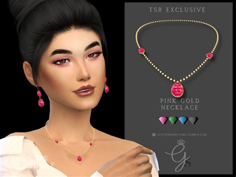 Pink Gold Necklace By Glitterberryfly At Tsr Sims 4 Updates
