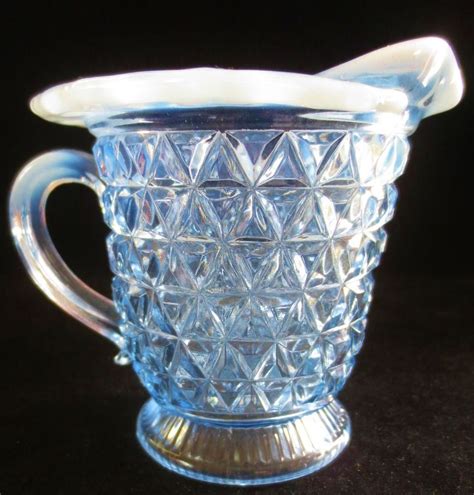 Vintage Imperial Glass Blue Opalescent Laced Edge Creamer Katy C1935