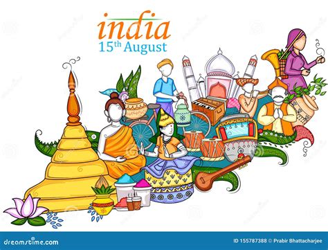 Indian Collage Illustration Showing Culture Tradition And Festival Of