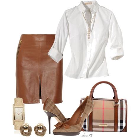 Burberry For Work Polyvore Mode Outfits Skirt Outfits Fashion