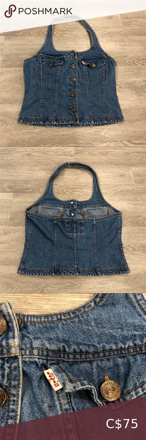 Levis Vintage White Tag Denim Halter Top Size M Denim Halter Top