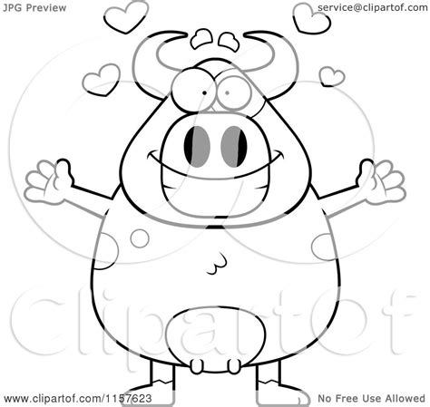 Cartoon Clipart Of A Black And White Happy Plump Cow In Love Vector