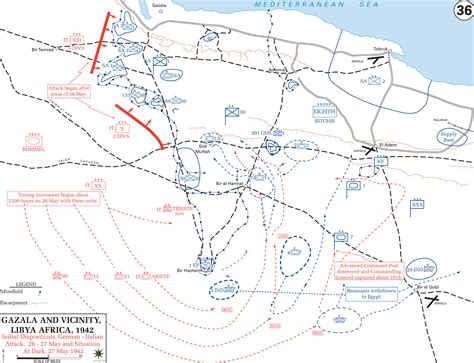 Graziani's advance and wavell's offensive, rommel's first. Map of WWII - Gazala, Libya, North Africa - May 1942