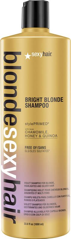Purple shampoo works best on silver or blonde hair as it can neutralize the brassiness and provide a brighter, clean tone to the hair, explains cosmetic the oribe bright blonde shampoo & conditioner for beautiful color duo has the perfect violet tone, removing brassiness and brightening blonde or. Blonde Sexy Hair Bright Blonde Shampoo Violet Shampoo for ...
