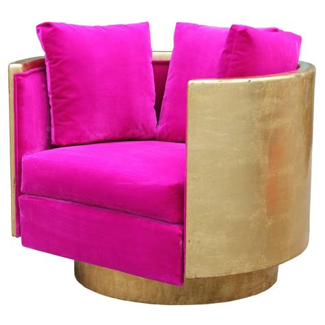 Ikea skruvsta chair slip cover hot pink fur affordable designer custom handmade trendy fashionable locally made high quality. Ultra Glam Gold Leaf and Hot Pink Velvet Swivel Lounge ...