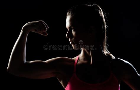 Woman Athlete Showing Biceps Stock Photo Image Of Building Exercise