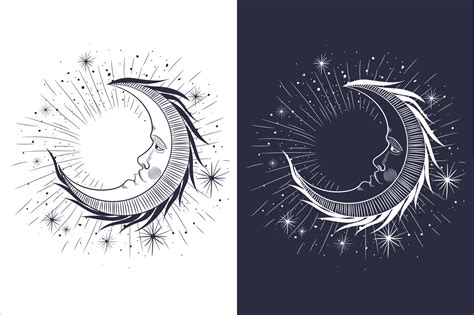 Engraving The Moon Illustrations Creative Market