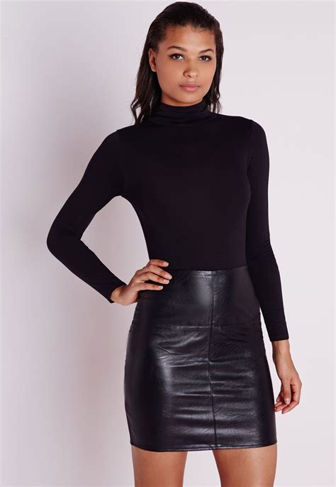 Missguided Faux Leather Mini Skirt Black Leather Look Skirts Leather