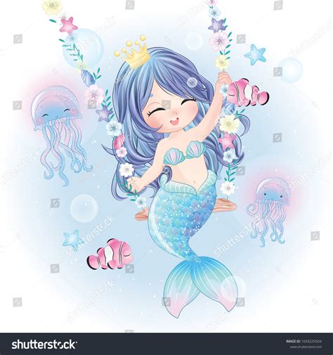 Hand Drawn Cute Mermaid Character Stock Vector Royalty Free 1693225504
