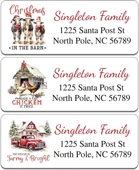 Amazon.com : Personalized Christmas Address Labels Set - Custom Holiday