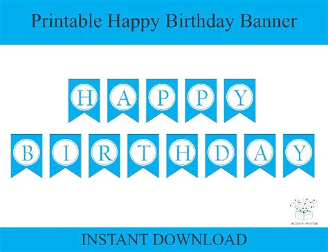 Happy Birthday Printable Banner Blue Confetti Glitters Printable