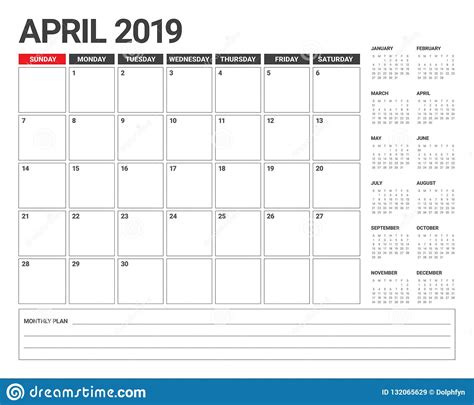 April 2019 Monthly Calendar On Brown Paper And Wood Background With