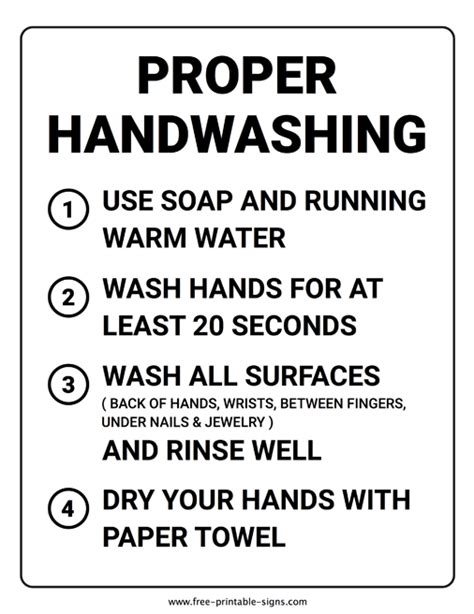 Printable Handwashing Sign Free Printable Signs