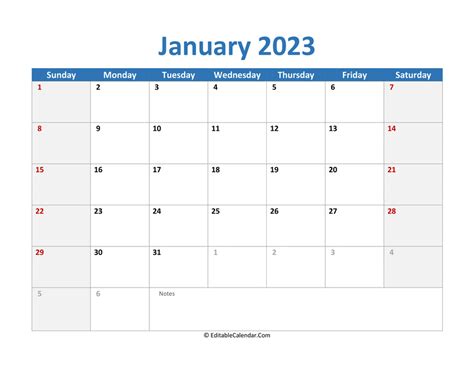 January 2023 Printable Calendar With Holidays