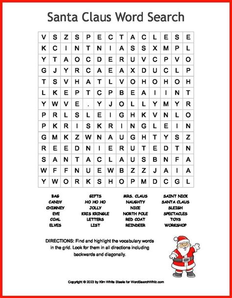 Santa Claus Word Search In 2023 Santa Claus Christmas Word Search