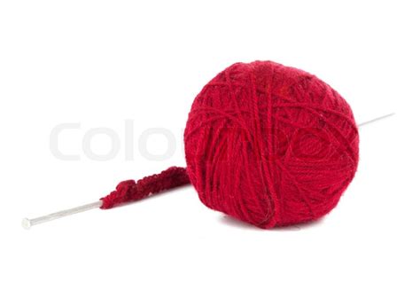 Knitting Needles And Red Ball Of Yarn Stock Image Colourbox