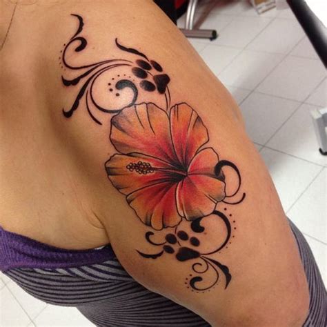 Top 40 Amazing Hibiscus Tattoo Idea On Shoulder