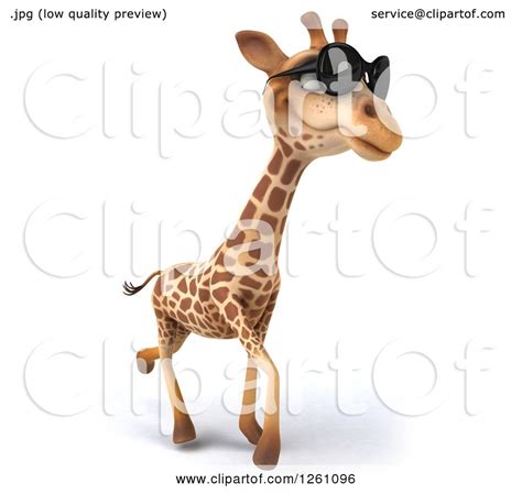 Clipart Of A 3d Giraffe Wearing Sunglasses And Running Royalty Free Illustration By Julos 1261096