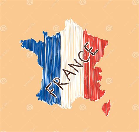 France Map And Flag In Sketch Hand Stock Vector Illustration Of