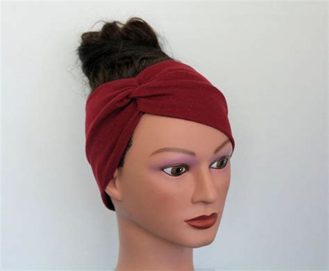 Dark Red Turban Fitness Headband Wide Yoga Headband For Women Wide