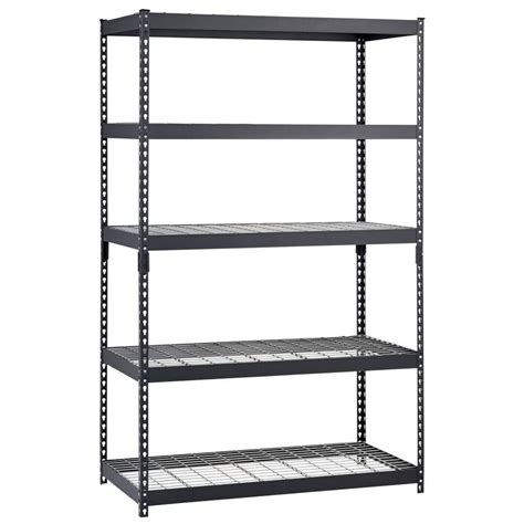 5-Shelf Storage Rack Rectangle Carbon Steel Metal Floor Standing