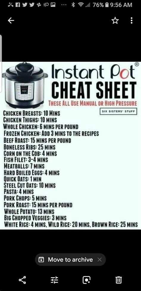 Instant Pot Cheat Sheet Instant Pot