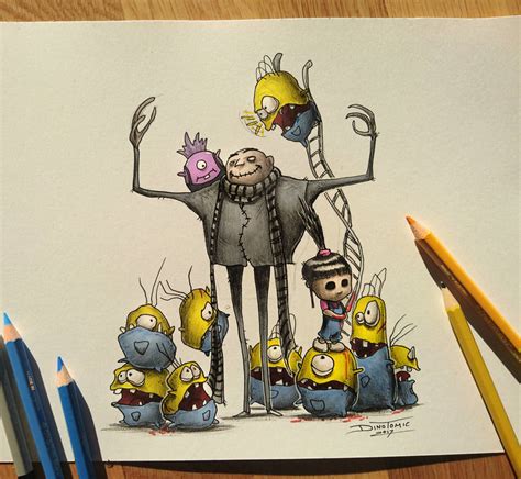Creepyfied Minions Drawing By Atomiccircus On Deviantart