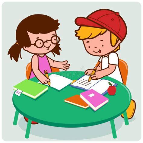 School Friends Doing Homework Stock Vector Illustration Of School