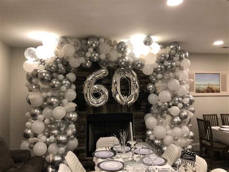 silver and white 60th birthday birthday party ideas photo 2 of 10 catch my party